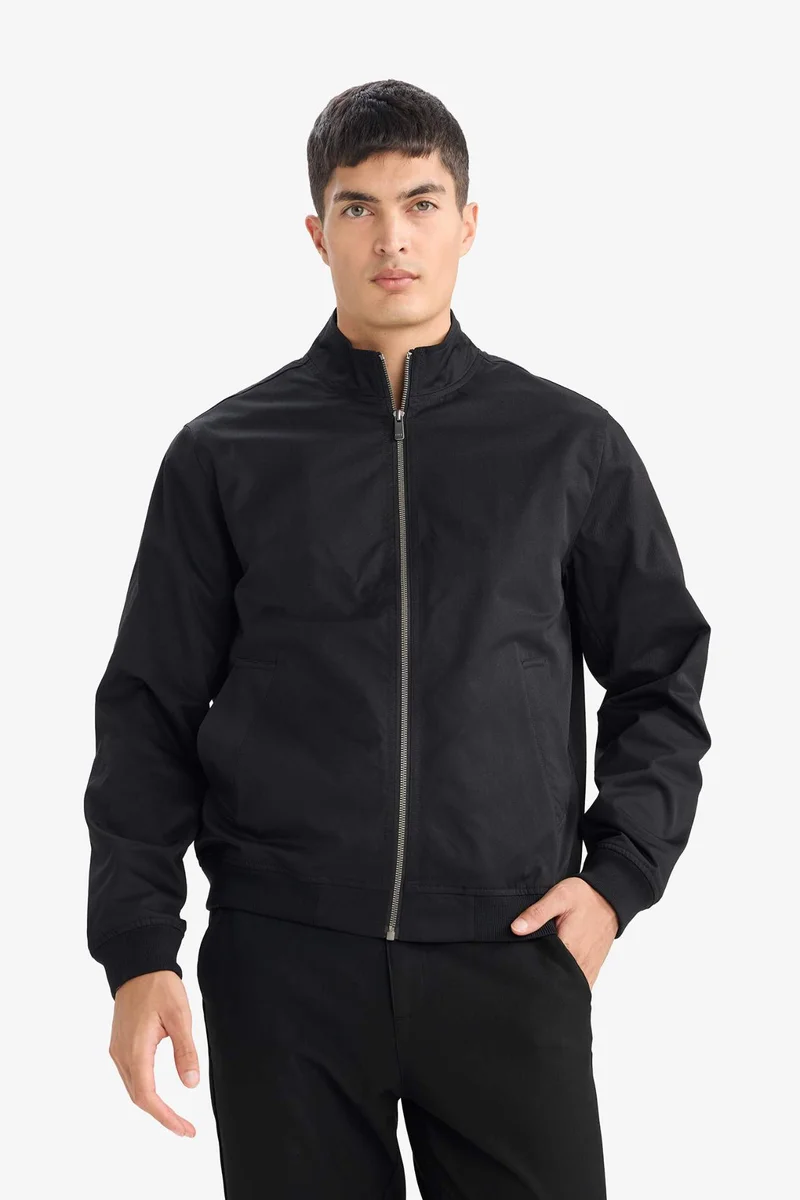 Defacto  Slim Fit Stand Collar Zip-Up Lined Jacket for Men | Best Price UAE