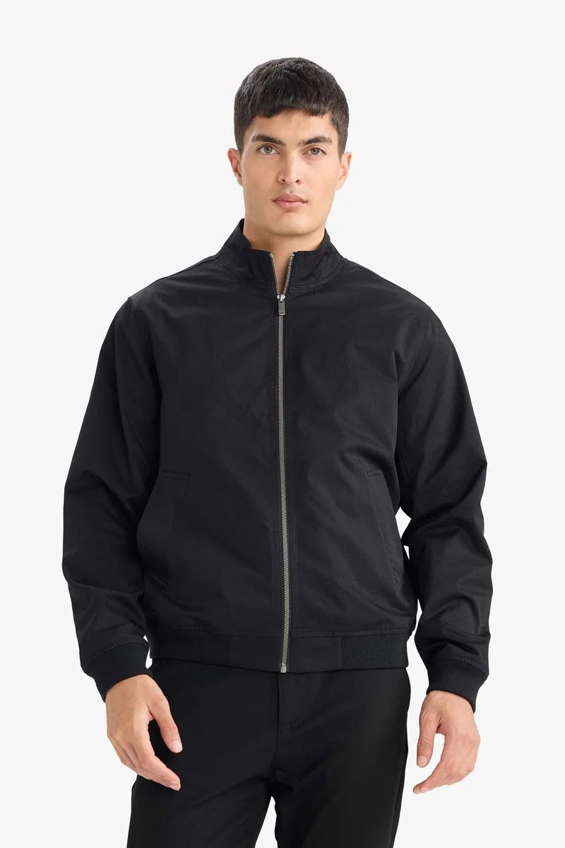 Defacto  Slim Fit Stand Collar Zip-Up Lined Jacket for Men | Best Price UAE