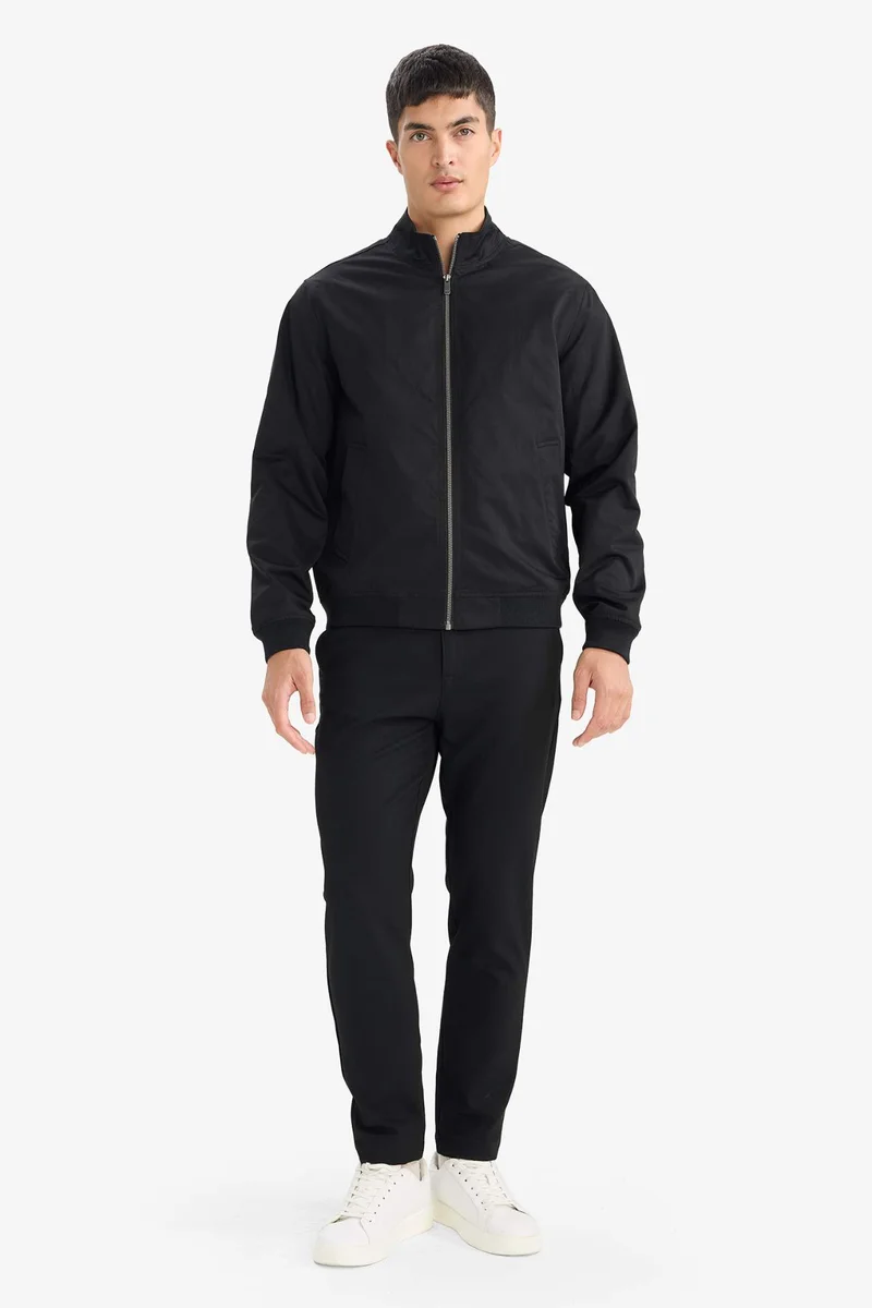 ديفاكتو Slim Fit Stand Collar Zip-Up Lined Jacket