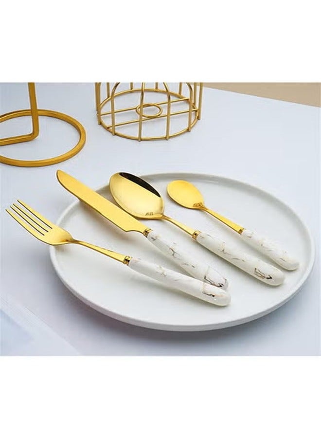 KLNAMAEAAN 24 Piece Stainless Steel Hanging Cutlery Set with Stand for 6 People Mirror Finish Flatware for Home and Kitchen Use - Image 2