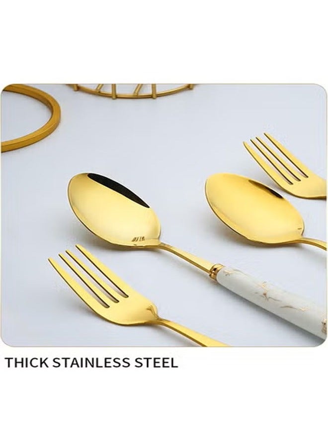 KLNAMAEAAN 24 Piece Stainless Steel Hanging Cutlery Set with Stand for 6 People Mirror Finish Flatware for Home and Kitchen Use - Image 3