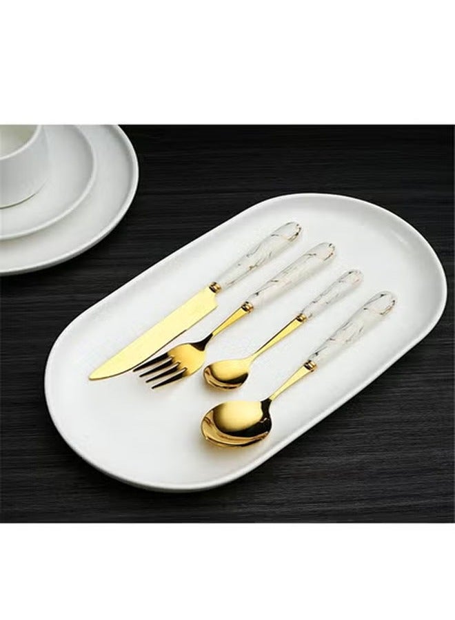 KLNAMAEAAN 24 Piece Stainless Steel Hanging Cutlery Set with Stand for 6 People Mirror Finish Flatware for Home and Kitchen Use - Image 4