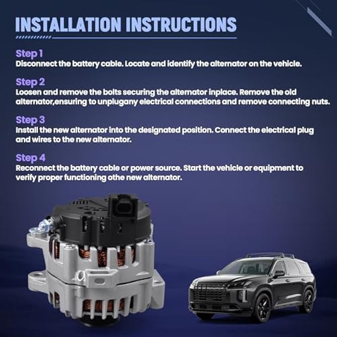 Farpida 37300-3L060 Alternator 180AMP Fits for Hyundai Truck Palisade V6 3.8L 2020-2023, Fits for Kia Truck Telluride V6 3.8L 2020-2022, Replace# 37300-3L060, 2722099, 601-10129 (13.5V 180Amp) - Image 5