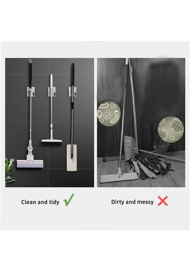 Joyelink 4 PCS Broom Holder Mop Holder Broom & Mop Grippers Self Adhesive no Drilling Super Anti-Slip Broom and Dustpan Hanger Wall Mount Mops Rakes Holder for home, kitchen, garden, garage storage  - Image 2