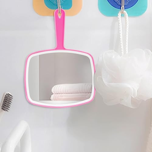 DVHOK Handheld Mirror, Portable Hand Mirror with Hanging Hole in Handle, Pink 10.4" L x 7.4" W - Image 5