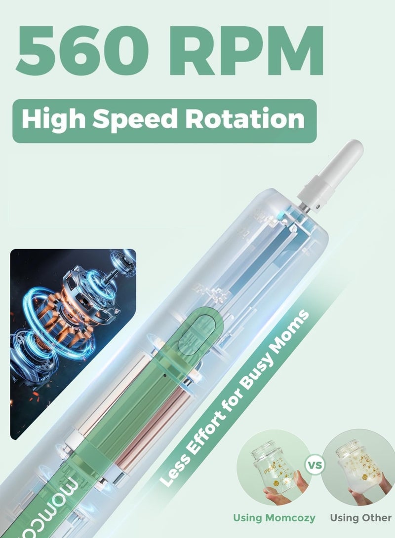 Momcozy مجموعة فرشاة زجاجة كهربائية 7 في 1، مجموعة تنظيف محمولة مع خلاط تركيبة، فرشاة سيليكون، فرشاة حلمة، فرشاة قشة، موزع صابون، رف تجفيف - عمر بطارية طويل للمنزل والسفر - Image 4