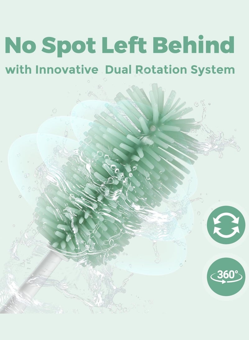 Momcozy مجموعة فرشاة زجاجة كهربائية 7 في 1، مجموعة تنظيف محمولة مع خلاط تركيبة، فرشاة سيليكون، فرشاة حلمة، فرشاة قشة، موزع صابون، رف تجفيف - عمر بطارية طويل للمنزل والسفر - Image 5