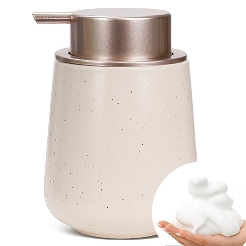 Bosilunlife Ceramic Foaming Soap Dispenser 12 oz Foam Hand Wash Dispenser Bathroom Countertop Kitchen Dish Soap Pump Dispenser Liquid Soap Dispenser for Bathroom