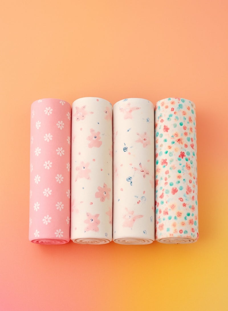 Kisunya Swaddle Blanket - 4pcs Baby Pink Swaddle Blanket Set – Soft Cotton Newborn Swaddles with Simple Love-Themed Designs, Lightweight and Breathable Baby Wraps, Ideal for Girls, Valentine's Day, Sleeping, Cuddling, and Baby Shower Gifts - Image 1
