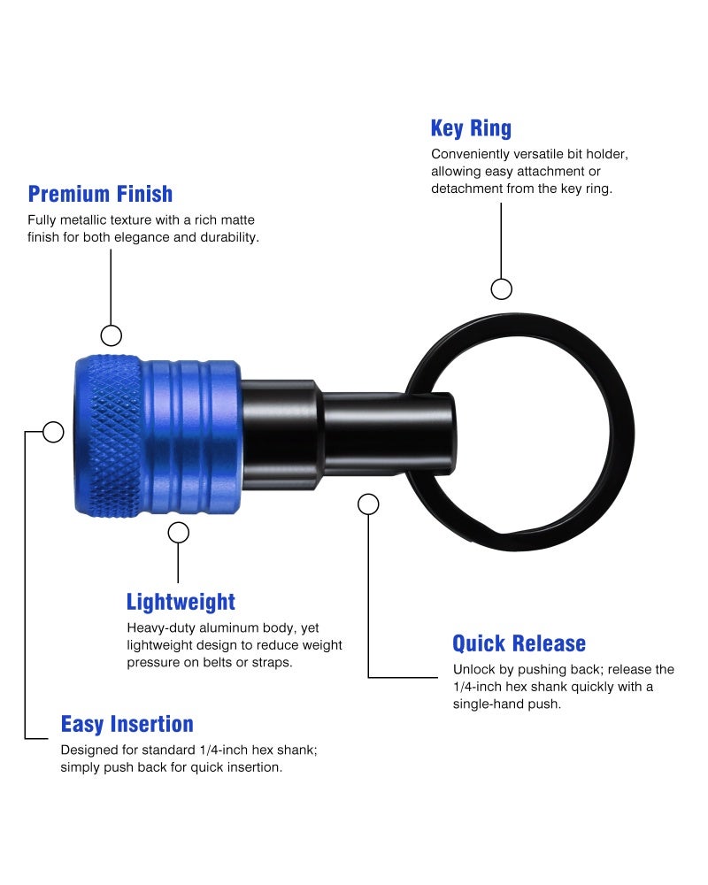 Katerk New Aluminium Alloy Key Ring Extension Bar and Bit Holder Set – 6-piece blue set (2 boxes), plastic case - Image 2