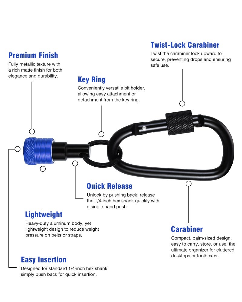 Katerk New Aluminium Alloy Key Ring Extension Bar and Bit Holder Set – 6-piece blue set (2 boxes), plastic case - Image 3
