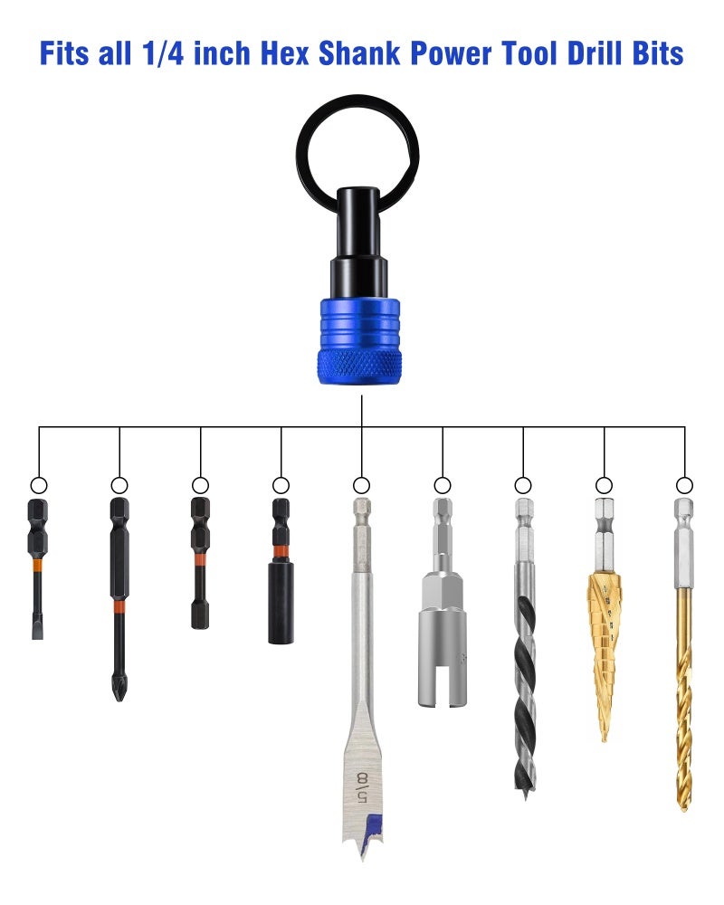 Katerk New Aluminium Alloy Key Ring Extension Bar and Bit Holder Set – 6-piece blue set (2 boxes), plastic case - Image 4