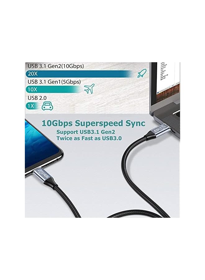 KASTWAVE Right Angle Usb C Extension Cable Usb C To Usb C 0.5M Male Female Angle Cable Usb C Data Cable Usb 3.2 Gen 2 10Gbps Data Transfer Usb C 100W Cable 4K 60Hz Usb C Dilay Cable - Image 3