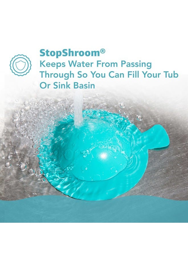 StopShroom STBLU232 Universal Stopper Plug Cover for Bathtub, Bathroom and Kitchen Drains, Aqua - Image 2