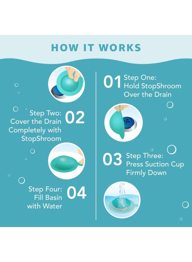 StopShroom STBLU232 Universal Stopper Plug Cover for Bathtub, Bathroom and Kitchen Drains, Aqua - Image 5