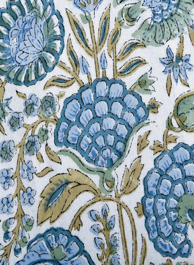 Ridhi Asparagus Green 100% Cotton Block Print Ruffle Sham Cover Handmade Boho Floral Pillowcase, Farmhouse Cottagecore Bedding, Soft Decorative Cushion Cover for Bedroom Décor 12 x 20 Inch - Image 5
