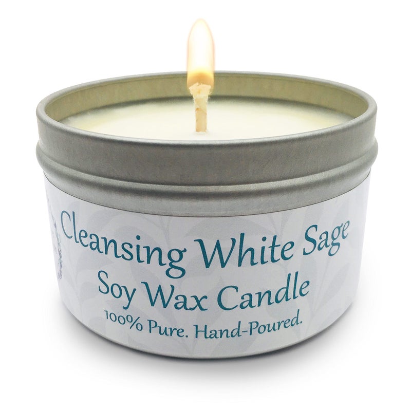White Sage Candle for Home Cleansing 6oz of Natural Soy Wax and Sage Essential Oil Strong Scented Candle Non Toxic Aromatherapy Manifestation Relaxation Gifts Alternative Imagination