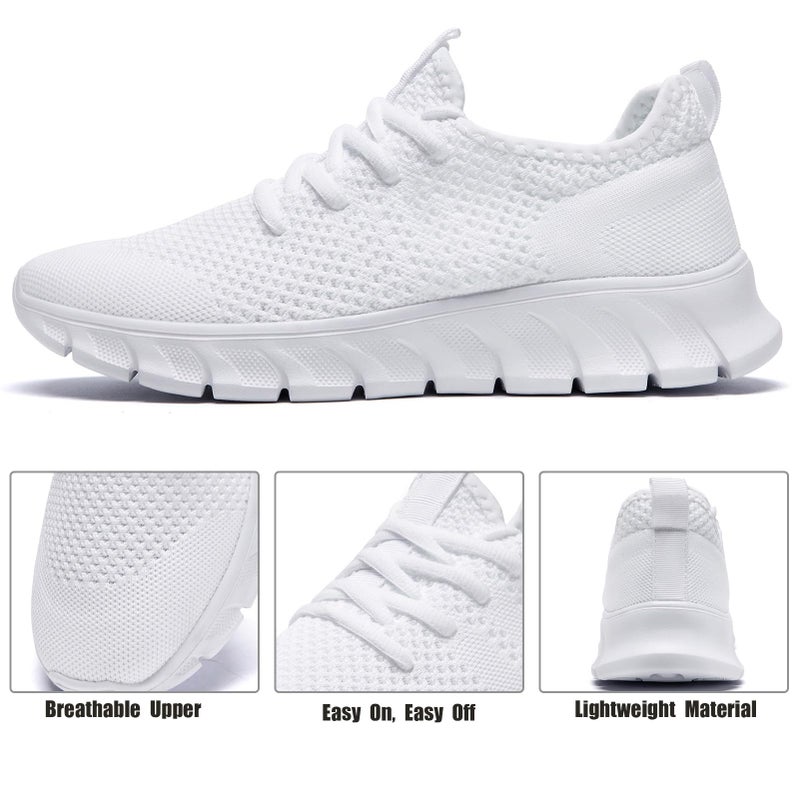YRLTYO Mens Tennis Shoes Running Sneaker Slip On Walking Gym Workout Athletic Non Slip Lightweight Jogging Casual Sport Shoes White Size 10 - Image 3