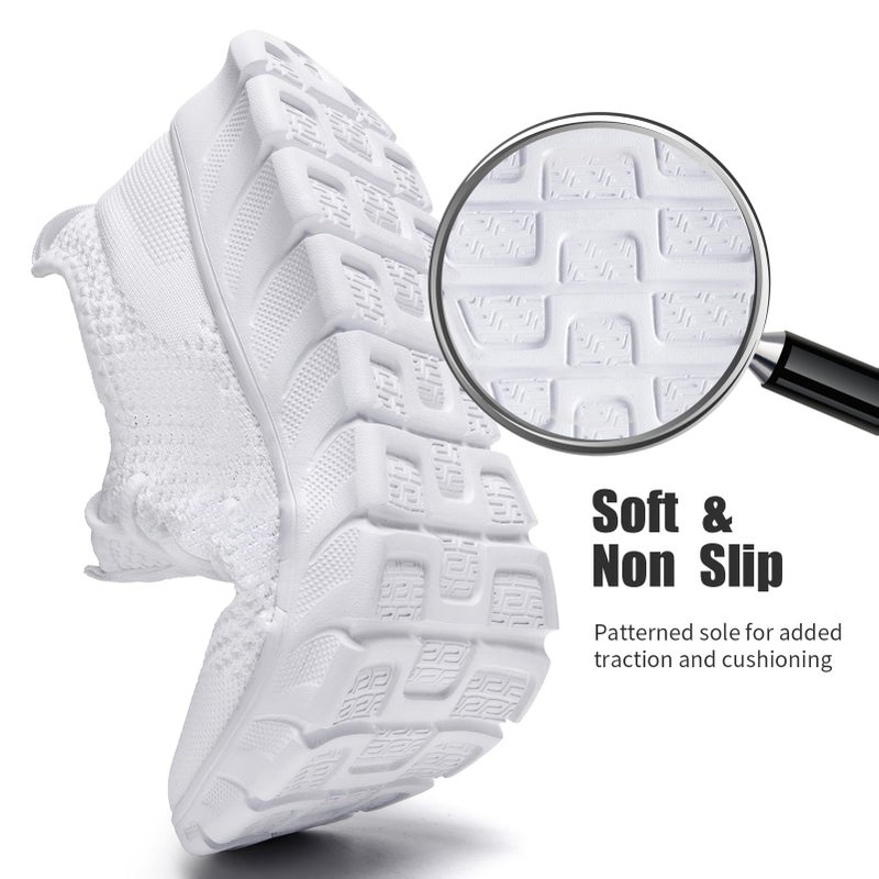 YRLTYO Mens Tennis Shoes Running Sneaker Slip On Walking Gym Workout Athletic Non Slip Lightweight Jogging Casual Sport Shoes White Size 10 - Image 5