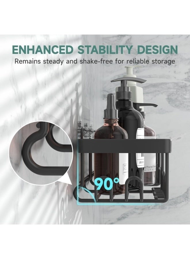 هابي هوم حامل دش مقاوم للصدأ والماء من 5 قطع، رف يثبت على الحائط بدون ثقب، حامل ثقيل الوزن، ملحقات تخزين منظمة كبيرة، مثالية للحمام والمنزل والمطبخ - Image 2