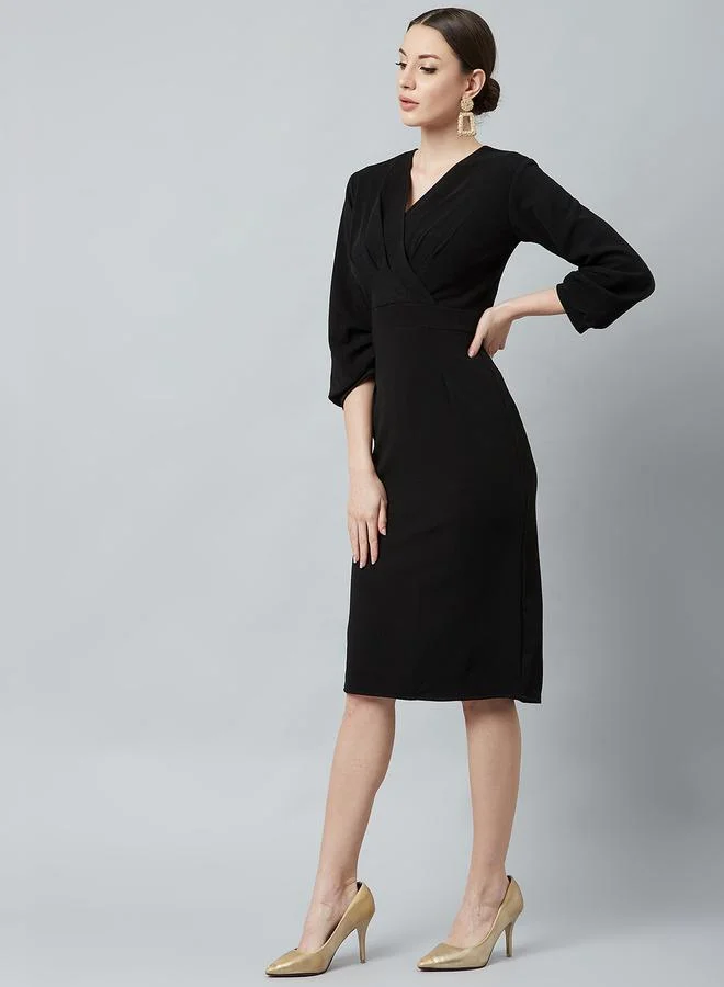 Athena Wrap Front Midi Dress
