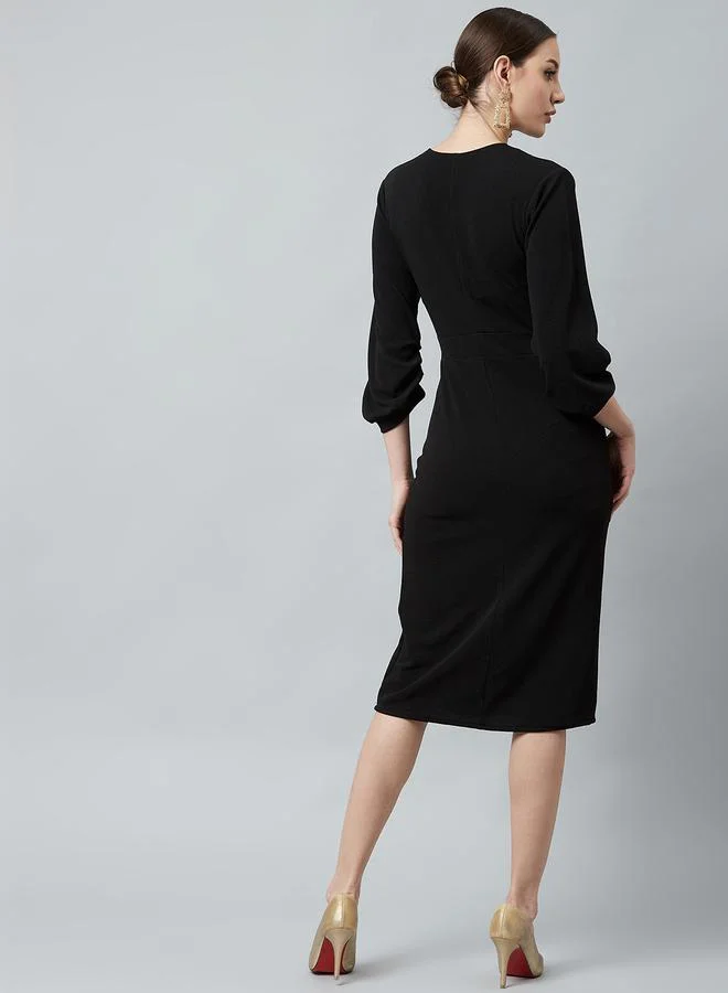 Athena Wrap Front Midi Dress