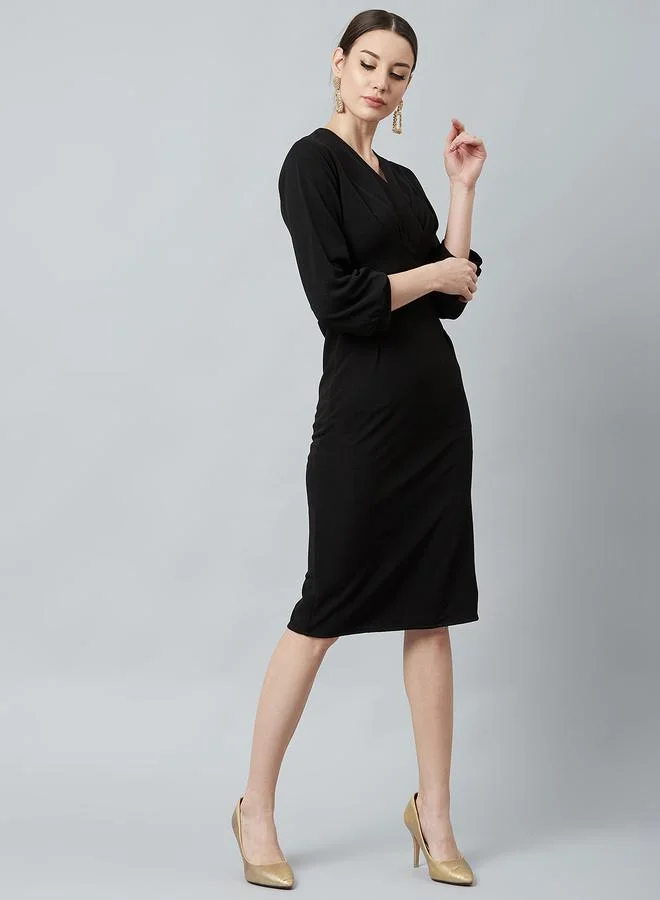 Athena Wrap Front Midi Dress