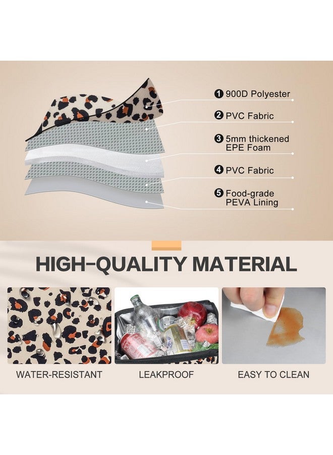 Fmeida Lunch Bag, Insulated Lunch Bag For Women Adult Large Lunch Box Container, Reusable Leakproof Cooler Lunch Bags, Fashion Leopard Lunch Tote For Office Work Picnic Beach Travel - Image 2