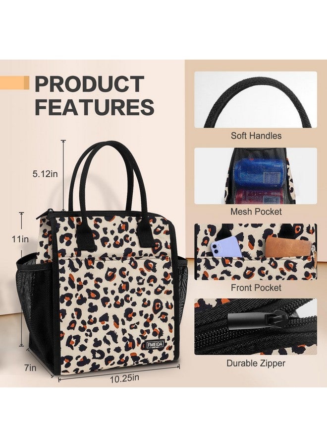 Fmeida Lunch Bag, Insulated Lunch Bag For Women Adult Large Lunch Box Container, Reusable Leakproof Cooler Lunch Bags, Fashion Leopard Lunch Tote For Office Work Picnic Beach Travel - Image 3