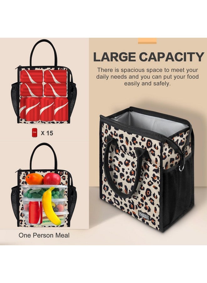 Fmeida Lunch Bag, Insulated Lunch Bag For Women Adult Large Lunch Box Container, Reusable Leakproof Cooler Lunch Bags, Fashion Leopard Lunch Tote For Office Work Picnic Beach Travel - Image 4