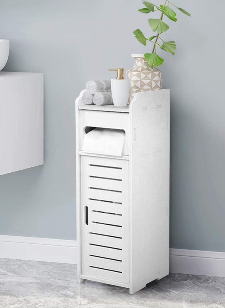 Bathroom Cabinet Free Standing White Bathroom Storage Cabinet Bathroom Corner Cabinet PVC Wood Plastic Board Bathroom Shelf Toilet Cabinet Storage Bathroom Floor Cabinet 17 x 22 x 56cm