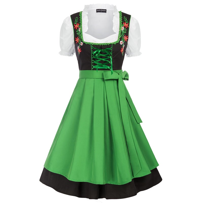 Scarlet Darkness Oktoberfest Outfits October Festival Costume for Women German Dirndl Green S