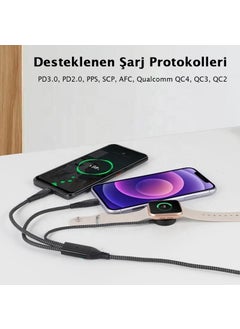 Apera Wireless Charger Compatible with Apple Watch Braided Cable 5in1 Compatible with All iPhone USB PD Type C 100W Charger  - Image 4