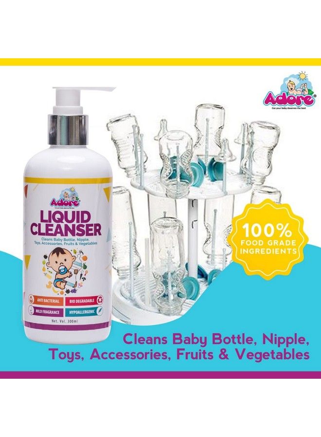 Adore Bottle Nipple And Straw Cleaning Kit Pack Of 5 Multi Color & Liquid Cleanser Feeding Bottle Cleaner Brush Cleanser For Baby Bottles Nipples Accessories And Toys300Ml (Cleaning Brush Kit + Cleanser) - Image 5
