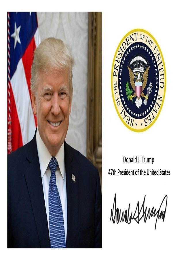 WOLFWOOD STUDIOS 8X10 DONALD TRUMP SIGNATURE SEAL PHOTO 8x10 GLOSSY PHOTO DONALD TRUMP 47TH PRESIDENT OF THE UNITED STATES WITH PRESIDENTIAL SEAL AND SIGNATURE MAKE AMERICA GREAT AGAIN - Image 2