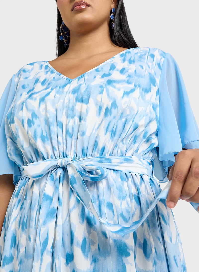 Ella Plus Watercolor Chiffon Dress