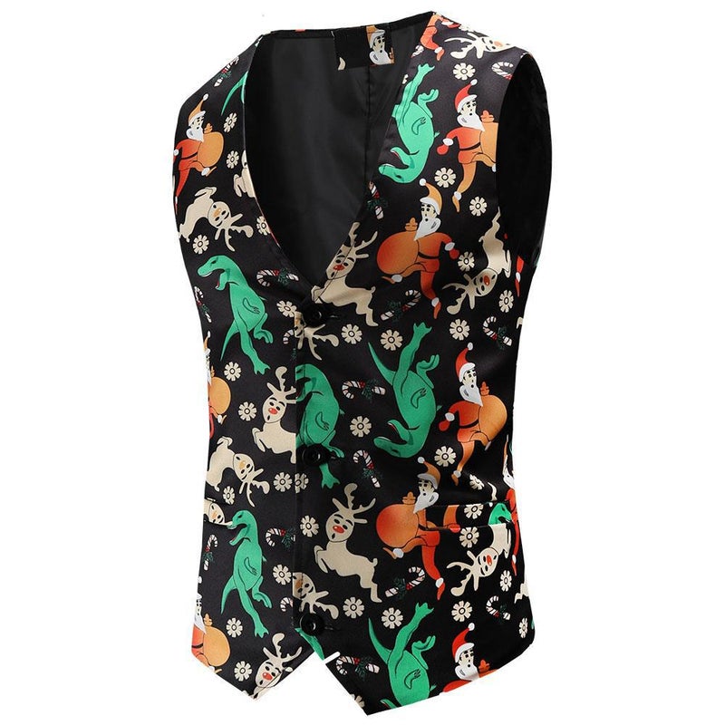 Trade Christmas Vest And Trousers Suit 2-Piece Printed Casual Suit Novel Suit - Image 4