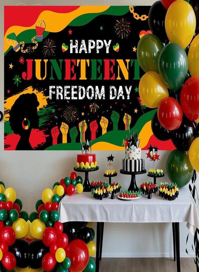 Mocsicka Juneteenth Photo Backdrop Happy Juneteenth Day Party Decorations Banner African American 19th June 1865 Freedom Day Party Supplies for Home (Black, 70.8x43.3 inch) - Image 5