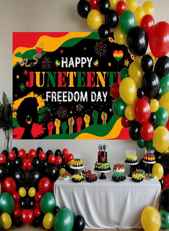Mocsicka Juneteenth Photo Backdrop Happy Juneteenth Day Party Decorations Banner African American 19th June 1865 Freedom Day Party Supplies for Home (Black, 70.8x43.3 inch) - Image 2