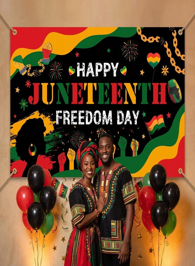 Mocsicka Juneteenth Photo Backdrop Happy Juneteenth Day Party Decorations Banner African American 19th June 1865 Freedom Day Party Supplies for Home (Black, 70.8x43.3 inch) - Image 4