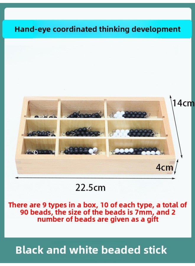 Montessori Montessori Math Teaching Aids Early Education Toys Colored Beaded Stick Children's Educational Training-Color:7mm Black Bead Stick 90 (boxed 2 Bead Cards)  - Image 1