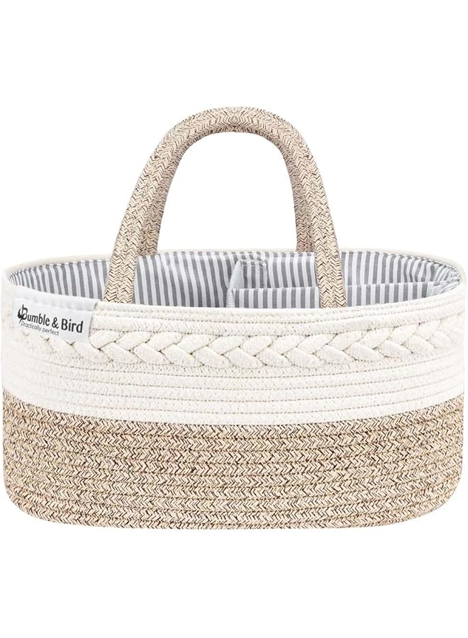 Bumble & Bird Cotton Rope Diaper Caddy Beige - Image 1