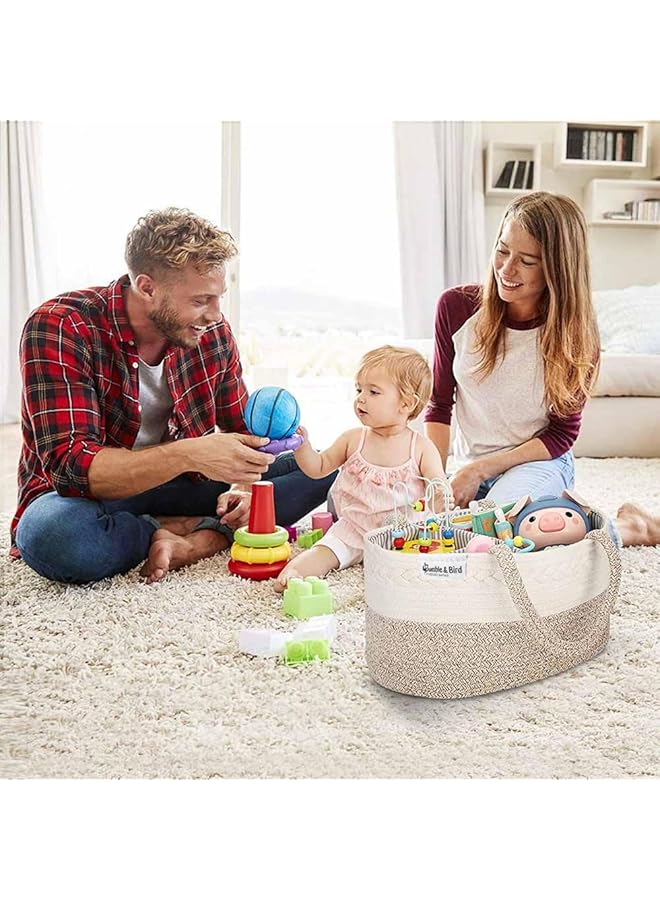 Bumble & Bird Cotton Rope Diaper Caddy Beige - Image 3