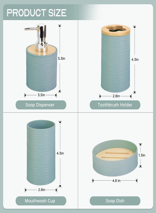 RRM Bathroom Accessory Set, 4 Pcs Plastic Bathroom Set Include Soap Dispenser, Soap Dish, Toothbrush Holder, Mousewash Cup, Modern Bahtroom Décor Set, Space Save for Bathroom(Aqua) - Image 2