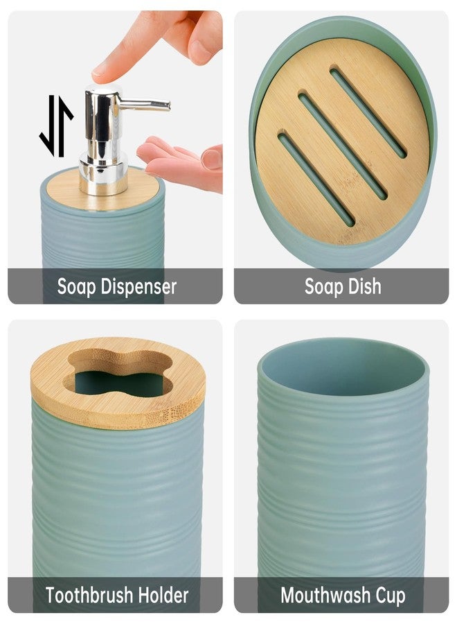RRM Bathroom Accessory Set, 4 Pcs Plastic Bathroom Set Include Soap Dispenser, Soap Dish, Toothbrush Holder, Mousewash Cup, Modern Bahtroom Décor Set, Space Save for Bathroom(Aqua) - Image 3