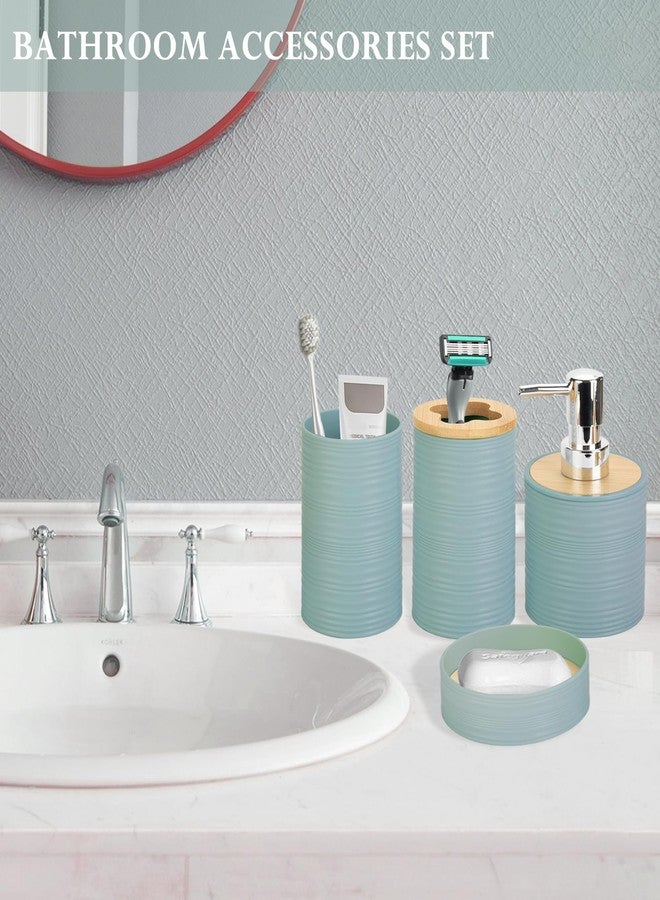 RRM Bathroom Accessory Set, 4 Pcs Plastic Bathroom Set Include Soap Dispenser, Soap Dish, Toothbrush Holder, Mousewash Cup, Modern Bahtroom Décor Set, Space Save for Bathroom(Aqua) - Image 5