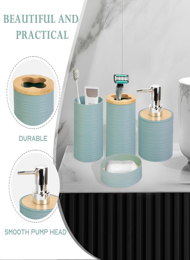 RRM Bathroom Accessory Set, 4 Pcs Plastic Bathroom Set Include Soap Dispenser, Soap Dish, Toothbrush Holder, Mousewash Cup, Modern Bahtroom Décor Set, Space Save for Bathroom(Aqua) - Image 4