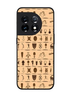 Rugged Black edge case for OnePlus 11R 5G / OnePlus Ace 2 Slim fit Soft Case Flexible Rubber Edges Anti Drop TPU Gel Thin Cover - Tribal Hieroglyphics