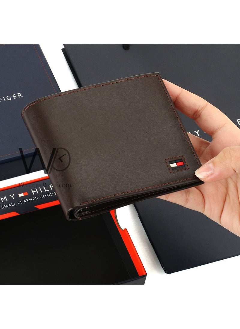 Tommy Hilfiger Original Wallet for Men Natural Leather Brown
