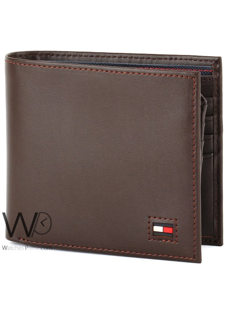 Tommy Hilfiger Original Wallet for Men Natural Leather Brown